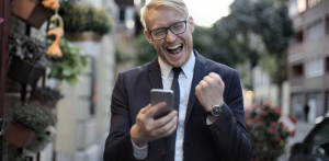 happy man with phone