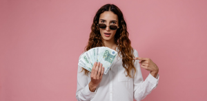 woman with cash